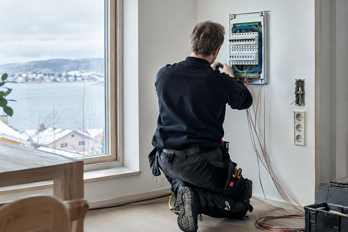Elektriker installerer el-panel i dansk hjem